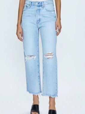 Pistola Cassie High Rise Straight Leg Jeans Distressed Size 26